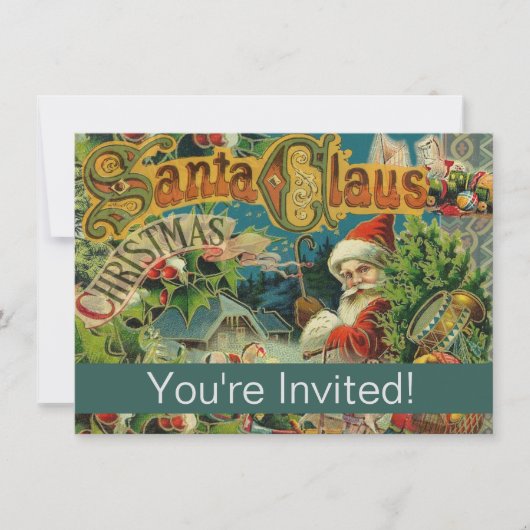 Weihnachtsmann Antike Kunst Einladung (Vorderseite)