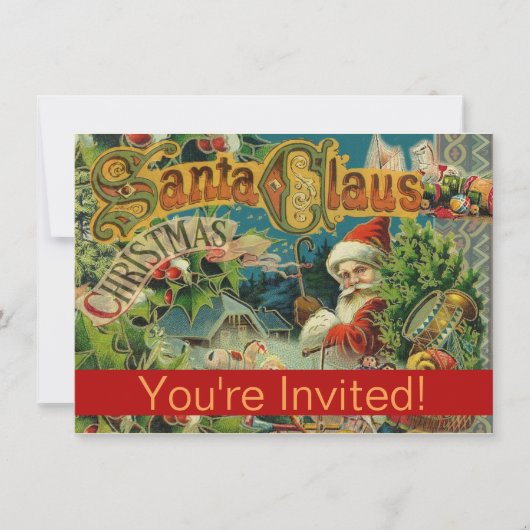 Weihnachtsmann Antike Kunst Einladung (Vorderseite)