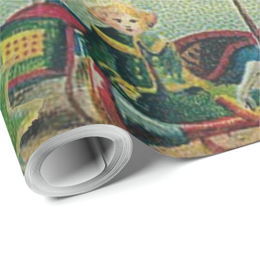 Weihnachtsmann Antike Kunst Geschenkpapier (Rolleneckpunkt)