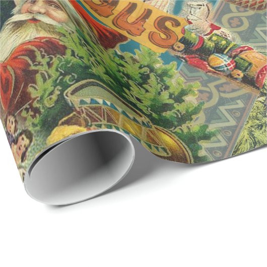 Weihnachtsmann Antike Kunst Geschenkpapier (Rolleneckpunkt)