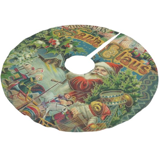 Weihnachtsmann Antike Kunst Polyester Weihnachtsbaumdecke (Schrägansicht)