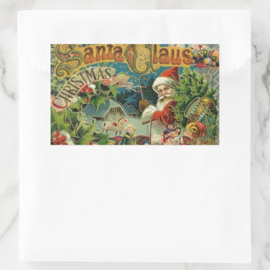 Weihnachtsmann Antike Kunst Rechteckiger Aufkleber (Tasche)