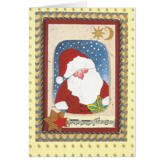"Weihnachtsmann Aquarell-Collage-Karte" Karte