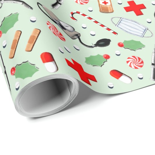 Weihnachtsmann Arzt Geschenkpapier (Rolleneckpunkt)