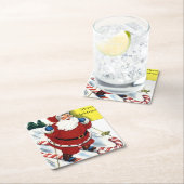 Weihnachtsmann auf Candy Cane Skis Weihnachten Rechteckiger Pappuntersetzer (Vor Ort)