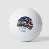 Weihnachtsmann auf Dach, Weihnachtsbücher ausliefe Golfball (Vorderseite)