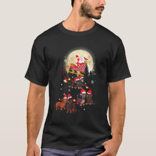 Weihnachtsmann auf Dackel reitet Rentier Hund Weih T-Shirt