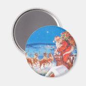 Weihnachtsmann auf dem Dach am Weihnachtsabend Magnet (Vorderseite/Rückseite)