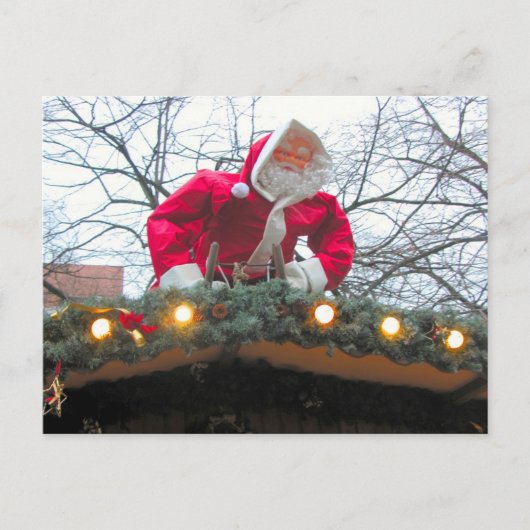 Weihnachtsmann auf dem Dach Feiertagspostkarte (Vorderseite)