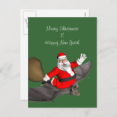 Weihnachtsmann auf dem Flug Feiertagspostkarte (Vorne/Hinten)