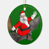 Weihnachtsmann auf dem Flug Keramik Ornament (Links)
