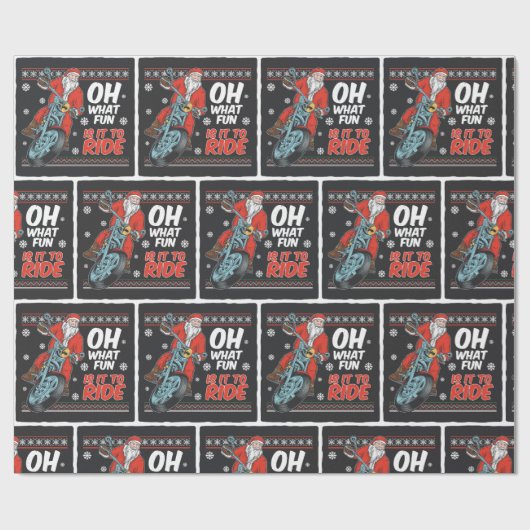 Weihnachtsmann auf dem Motorrad-Umschlagpapier Geschenkpapier (Flach)