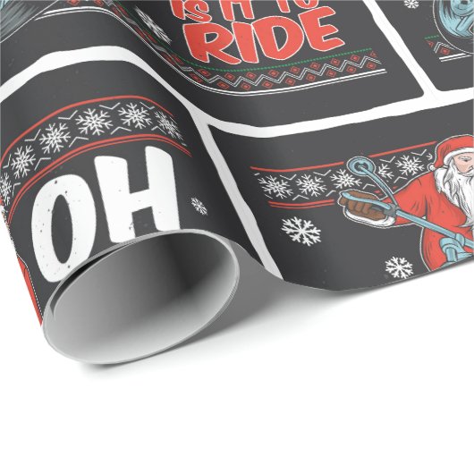 Weihnachtsmann auf dem Motorrad-Umschlagpapier Geschenkpapier (Rolleneckpunkt)