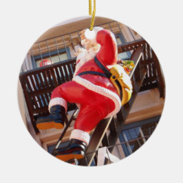 Weihnachtsmann auf dem Notausgang Keramikornament