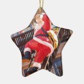 Weihnachtsmann auf dem Notausgang Keramikornament (Links)