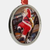 Weihnachtsmann auf dem Notausgang Silbernes Ornament (Rechts)