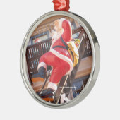 Weihnachtsmann auf dem Notausgang Silbernes Ornament (Links)