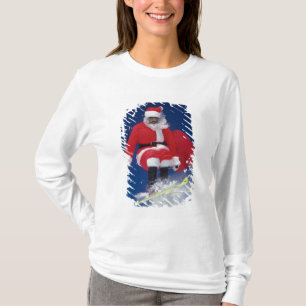 Weihnachtsmann auf dem Skispringen weg von einem T-Shirt