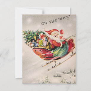 Weihnachtsmann auf dem Weg Feiertagskarte