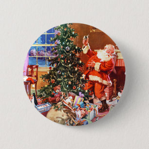 Weihnachtsmann auf der Nacht vor Weihnachten Button