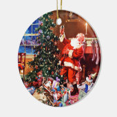 Weihnachtsmann auf der Nacht vor Weihnachten Keramikornament (Links)