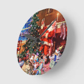 Weihnachtsmann auf der Nacht vor Weihnachten Runde Wanduhr (Winkel)