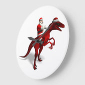 Weihnachtsmann auf Dino Große Wanduhr (Winkel)