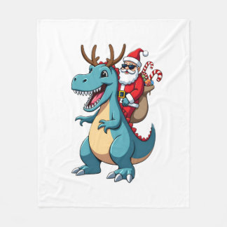 Weihnachtsmann auf Dinosaurier-Hirsch Xmas (1) Fleecedecke