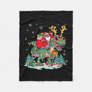 Weihnachtsmann auf Dinosaurier Weihnachten Rentier Fleecedecke