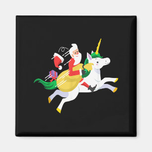 Weihnachtsmann auf einem Einhorn Reitend Lustiges Magnet