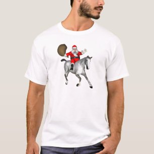 Weihnachtsmann auf einem grauen Pferd T-Shirt