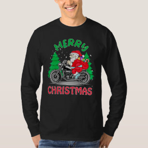 Weihnachtsmann auf einem Motorrad-Christmasbaum T-Shirt