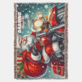 Weihnachtsmann auf einem Motorrad Decke (Vorderseite Vertikal)