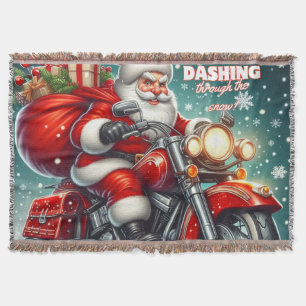 Weihnachtsmann auf einem Motorrad Decke