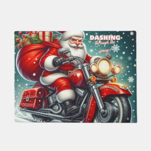 Weihnachtsmann auf einem Motorrad Fußmatte
