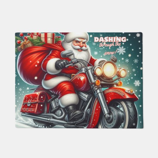 Weihnachtsmann auf einem Motorrad Fußmatte (Vorderseite)