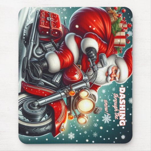 Weihnachtsmann auf einem Motorrad Mousepad (Vorne)