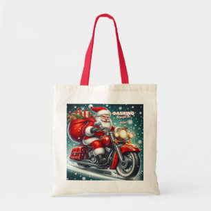 Weihnachtsmann auf einem Motorrad Tragetasche