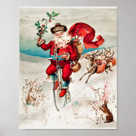 Weihnachtsmann auf einem Penny farmen Weihnachtsfe Poster