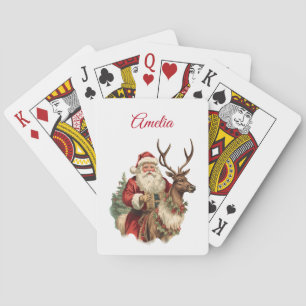 Weihnachtsmann auf einem Rentier reitend Weihnacht Spielkarten