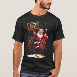 🎅🦃 Weihnachtsmann auf einem Truthahn mit der Num T-Shirt