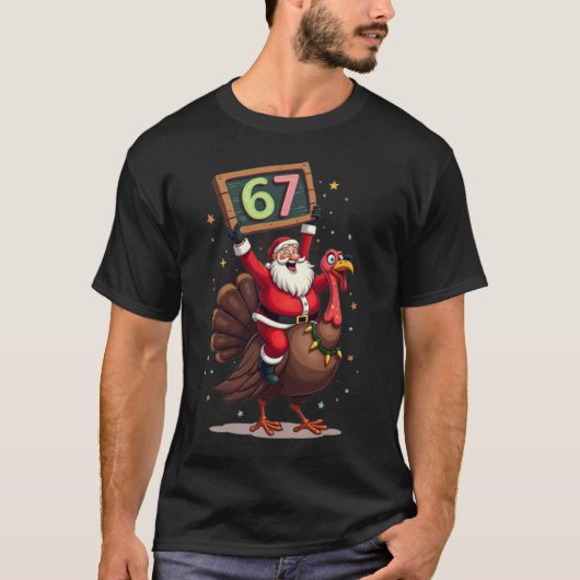 🎅🦃 Weihnachtsmann auf einem Truthahn mit der Num T-Shirt (Vorderseite)