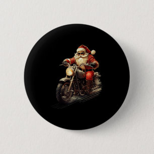 Weihnachtsmann auf einem Vintage-Motorrad fährt Button
