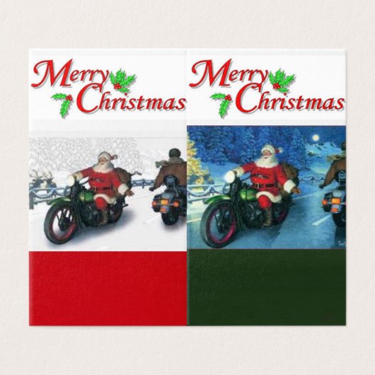 Weihnachtsmann auf einer Motorrad-Weihnachtskarte (Außenseite Aufgefaltet)