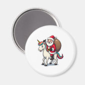 Weihnachtsmann auf Einhorn - Xmas Mädchen Magnet (Vorderseite/Rückseite)