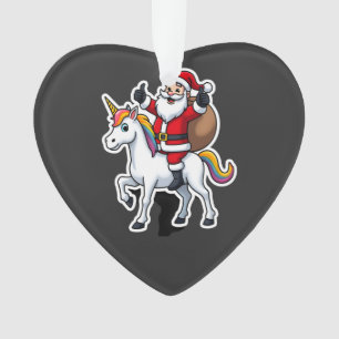Weihnachtsmann auf Einhorn - Xmas Mädchen Ornament