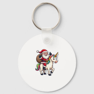 Weihnachtsmann auf Einhorn - Xmas Mädchen Schlüsselanhänger
