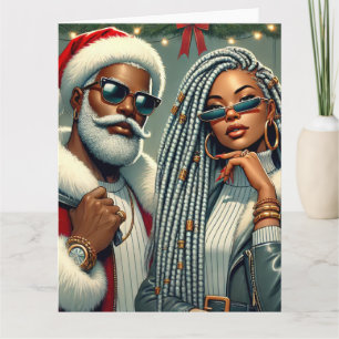 Weihnachtsmann auf festlicher Party Karte