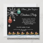 Weihnachtsmann auf Gold, Silber & Eisschnee & Foil Einladung (Vorderseite)