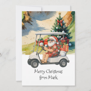 Weihnachtsmann auf Golfcart Weihnachtsfeiertag Feiertagskarte